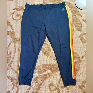 ALDI Navy Joggers with Rainbow Stripe, XL brand new